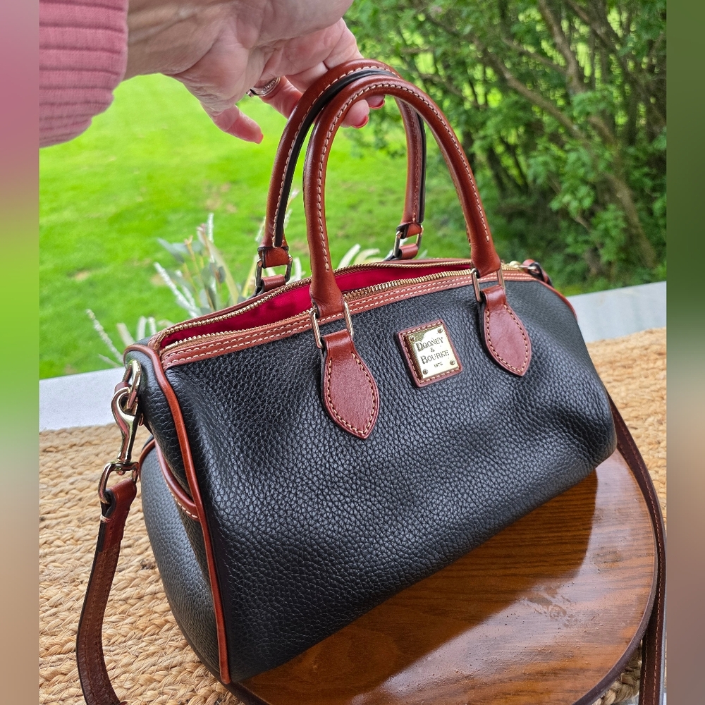 Dooney & Bourke Black and Brown Leather Satchel